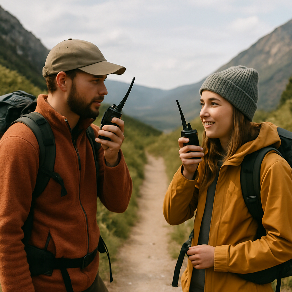 hikers using walkie talkie